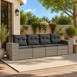 Comfortable and Stylish 4-Piece Grey Patio Sofa Set
