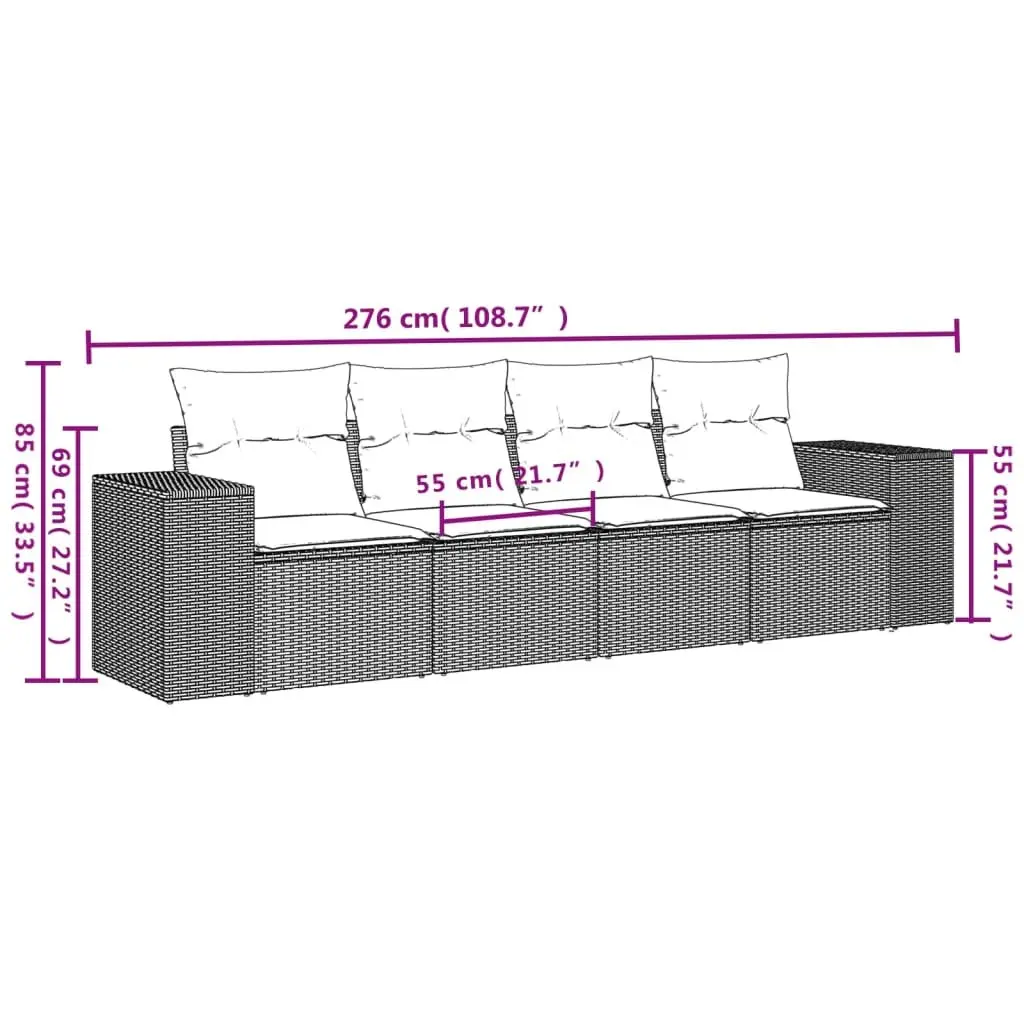 4-Piece Grey Patio Sofa Set