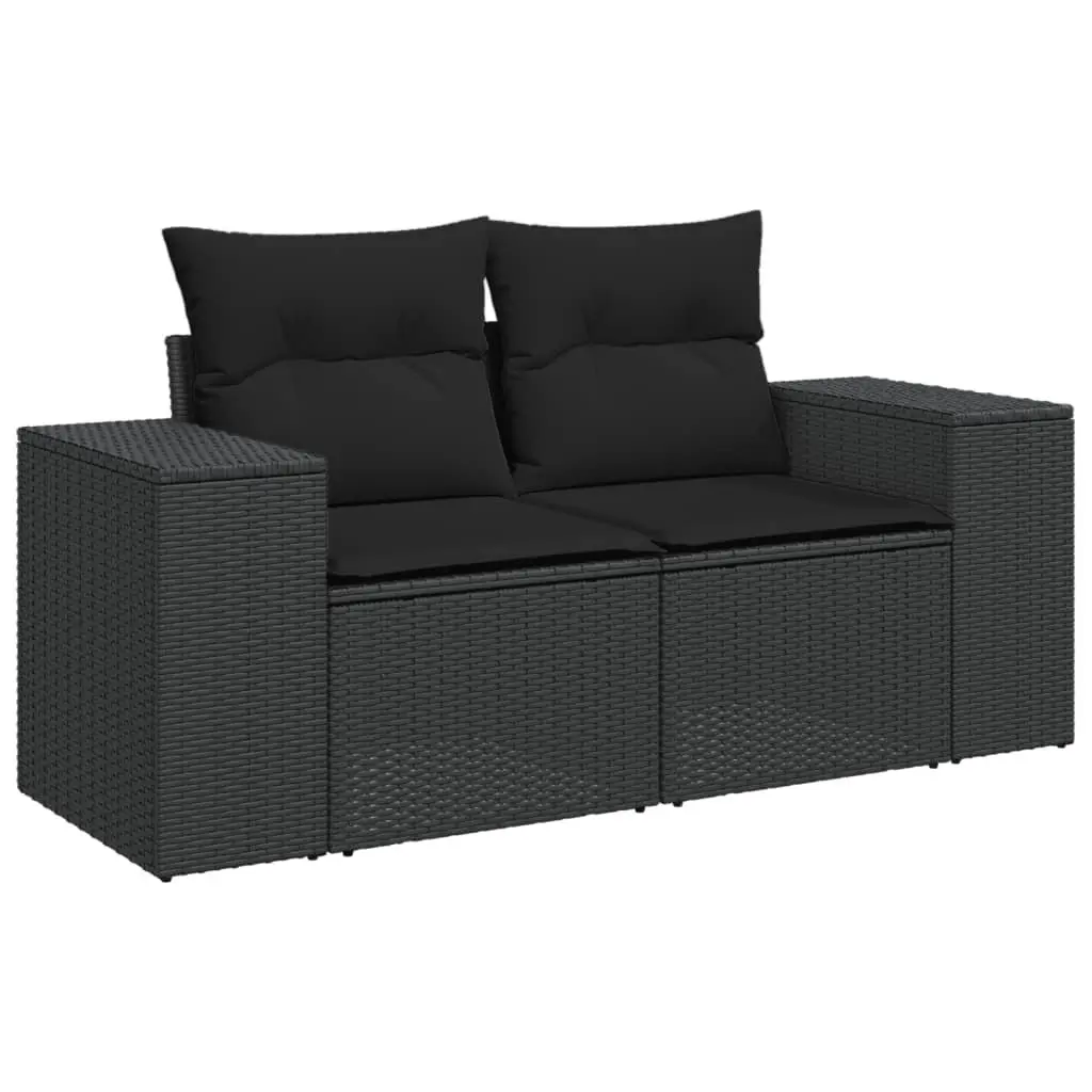Outdoor Sectional Sofa Set Modular Garden Furniture 9 Piece Black Poly Rattan