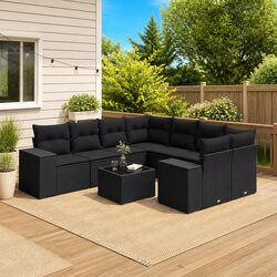 Comfortable 9-Piece Outdoor Sofa Set with Cushions