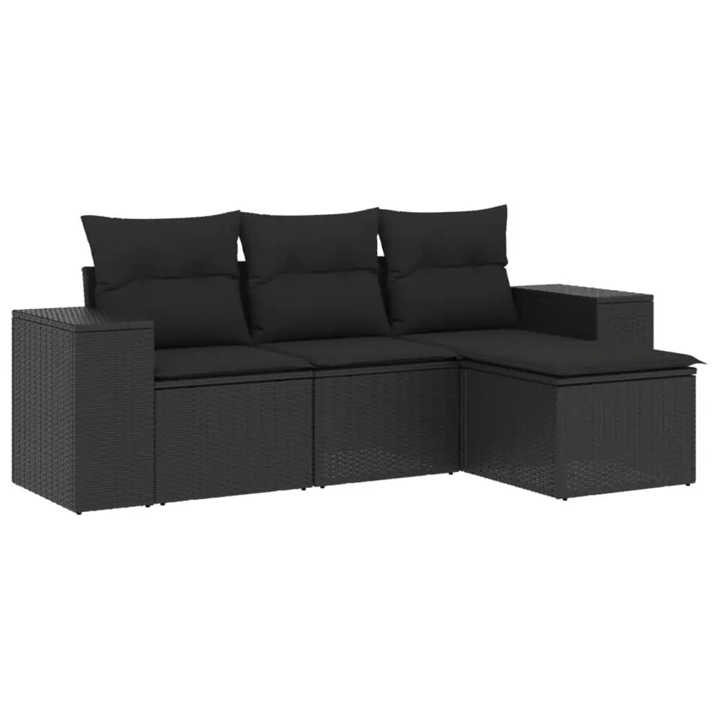 Outdoor Sectional Sofa Set Modular Garden Furniture Black 4 Piece Patio Seating