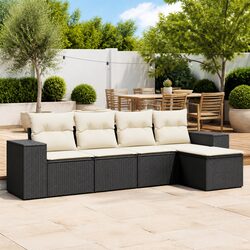 Comfortable 5-Piece Black Sectional Sofa for Outdoors
