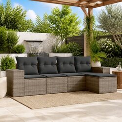Outdoor Sectional Sofa Set 5 Piece Garden Seating Grey with Cushions Modular