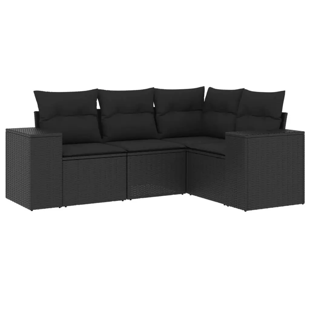 4 Piece Outdoor Sectional Sofa Set Black Garden Furniture