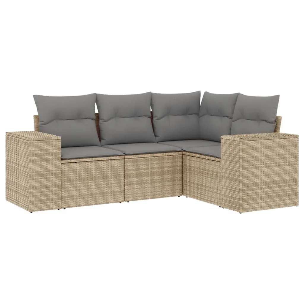 Outdoor Sectional Sofa Set 4 Piece Garden Furniture Beige