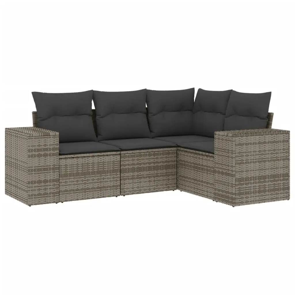 Outdoor Sectional Sofa Set Modular Garden Furniture 4 Piece Grey Rattan