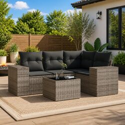 Practical and Stylish 5 Piece Grey Garden Sofa Set