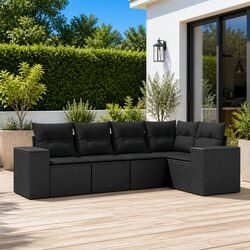 Comfortable and Reliable 5-Piece Black Sofa Set
