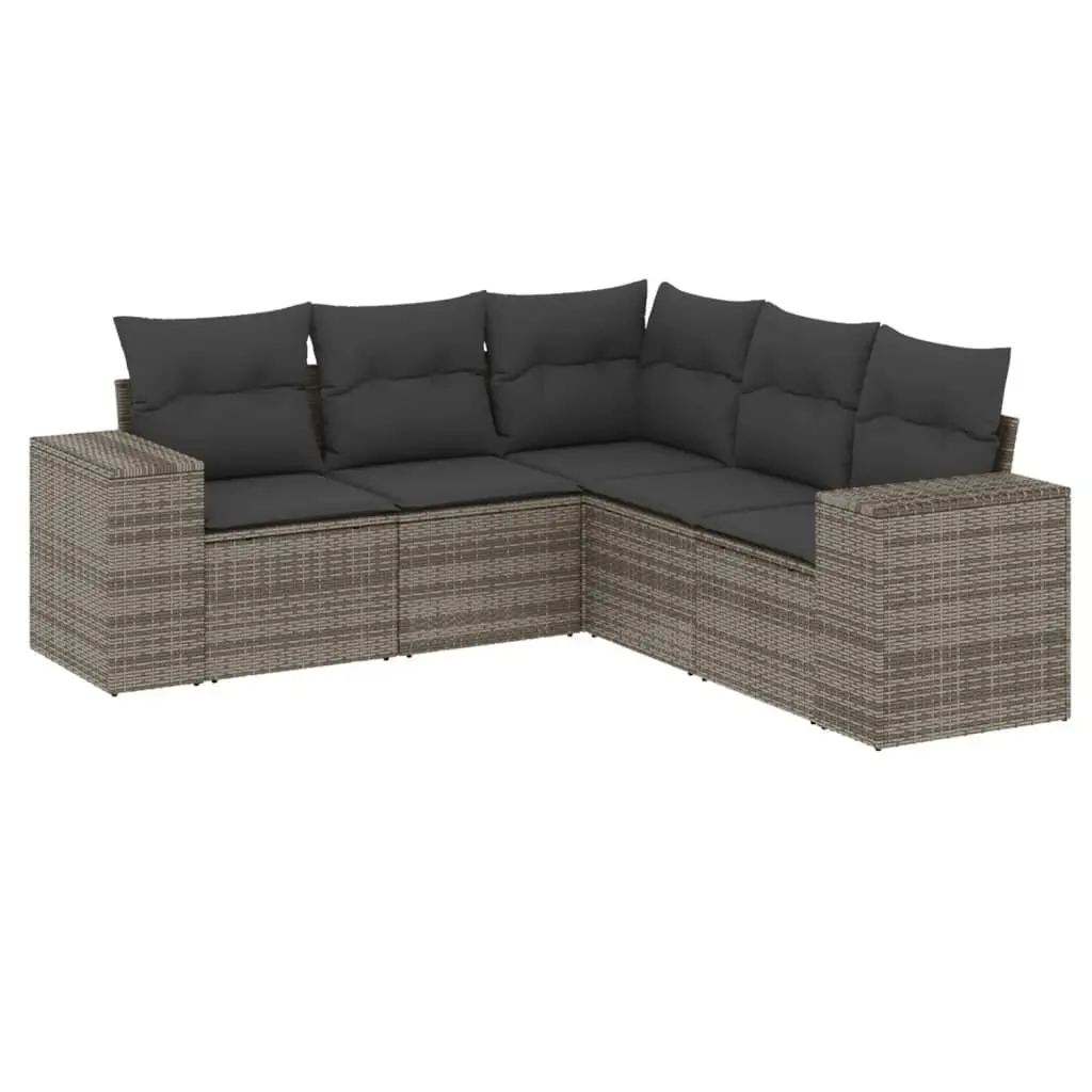 Garden Sofa Set Outdoor Furniture 5 Piece Patio Seating Grey with Cushions