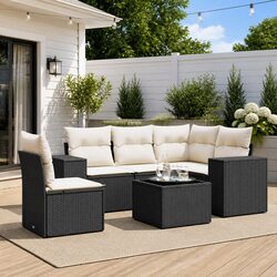 Comfortable 6 Piece Garden Sofa Set with Cushions
