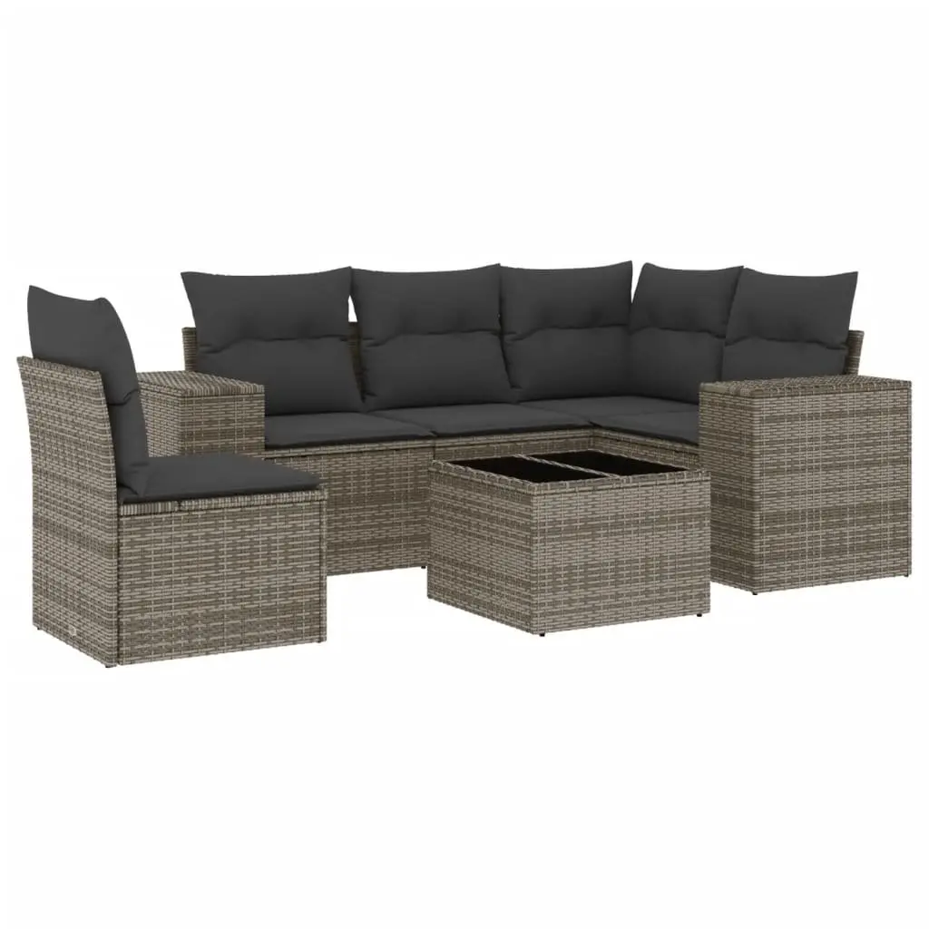 Garden Sofa Set Modular Outdoor Furniture 6 Piece Grey Poly Rattan Patio Lounge