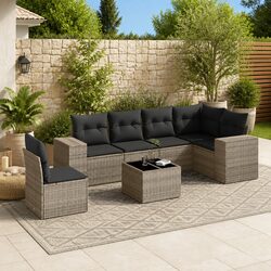 Reliable 7-Piece Garden Sofa Set in Grey