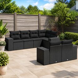 Affordable Comfort: 7-Piece Garden Sofa Set in Black