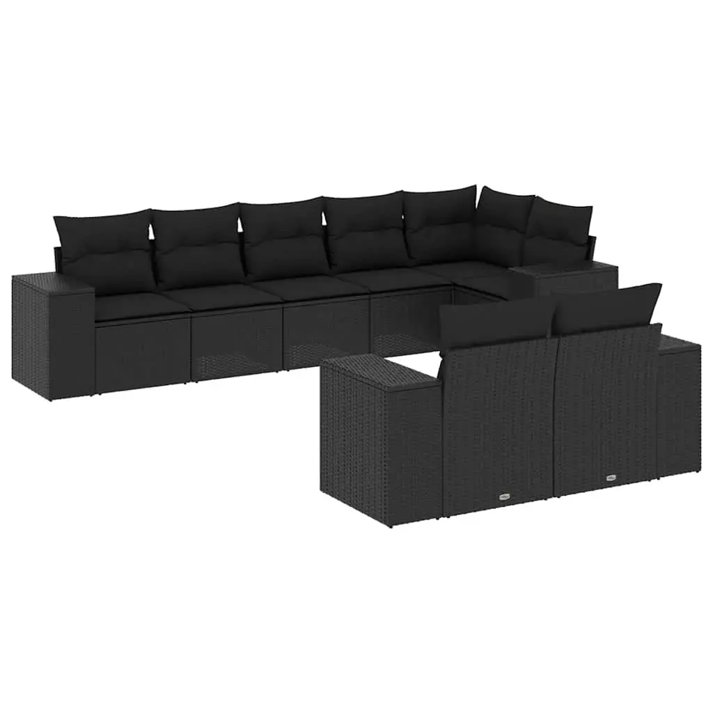 Garden Sofa Set 8 Piece Outdoor Furniture Modular Black Rattan