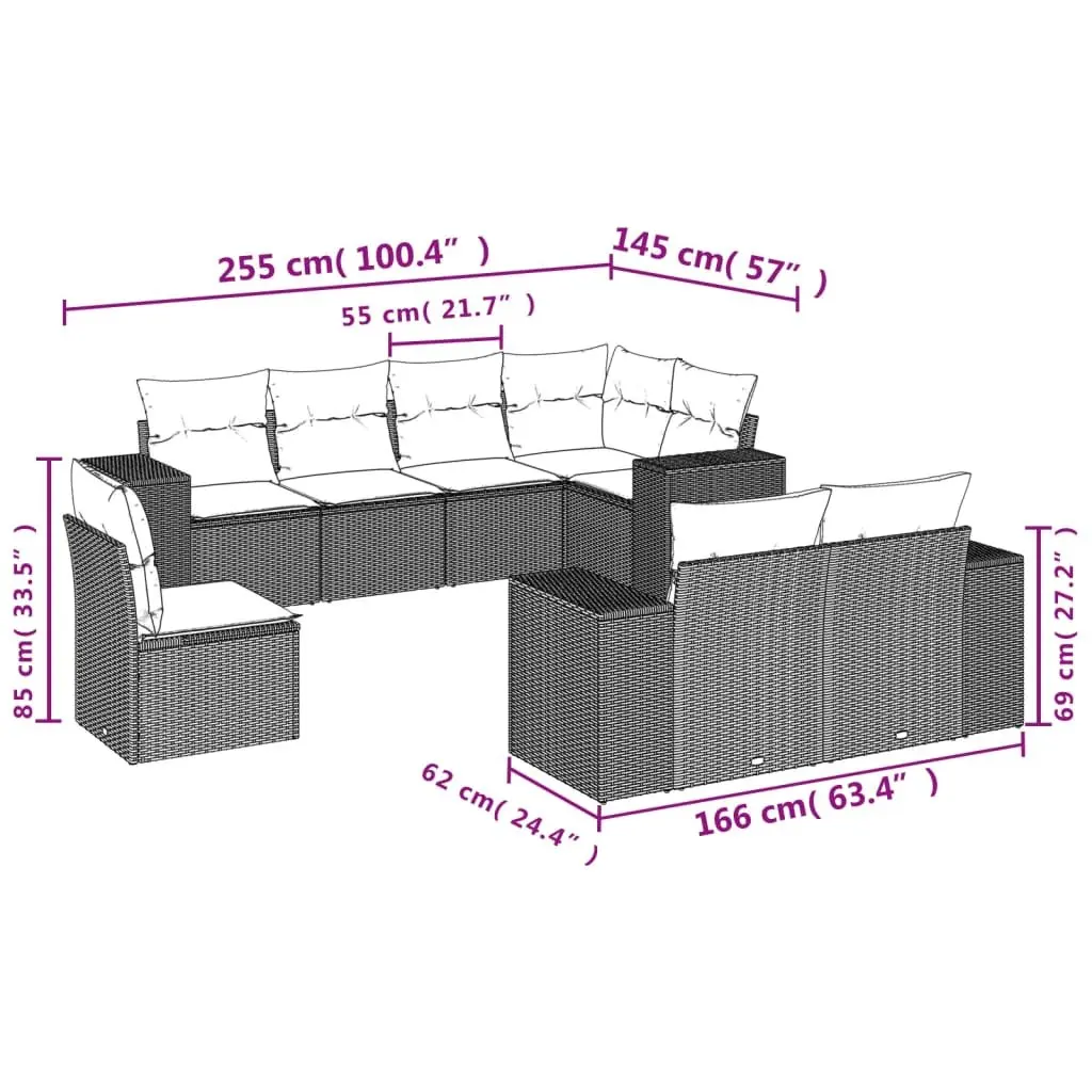 8 Piece Garden Sofa Set with Cushions