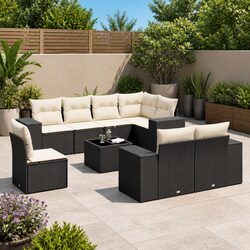 Comfortable Black 9 Piece Garden Sofa Set for Outdoor Use