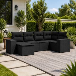 Versatile 6 Piece Black Sofa Set with Comfortable Cushions