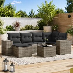 Comfortable 7 Piece Outdoor Sofa Set in Grey Rattan