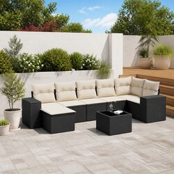 Reliable Comfort: 8-Piece Black Garden Sofa Set