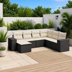 Value and Comfort in This 7 Piece Black Garden Sofa Set