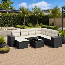 Value-Driven 8-Piece Black Rattan Garden Sofa Set