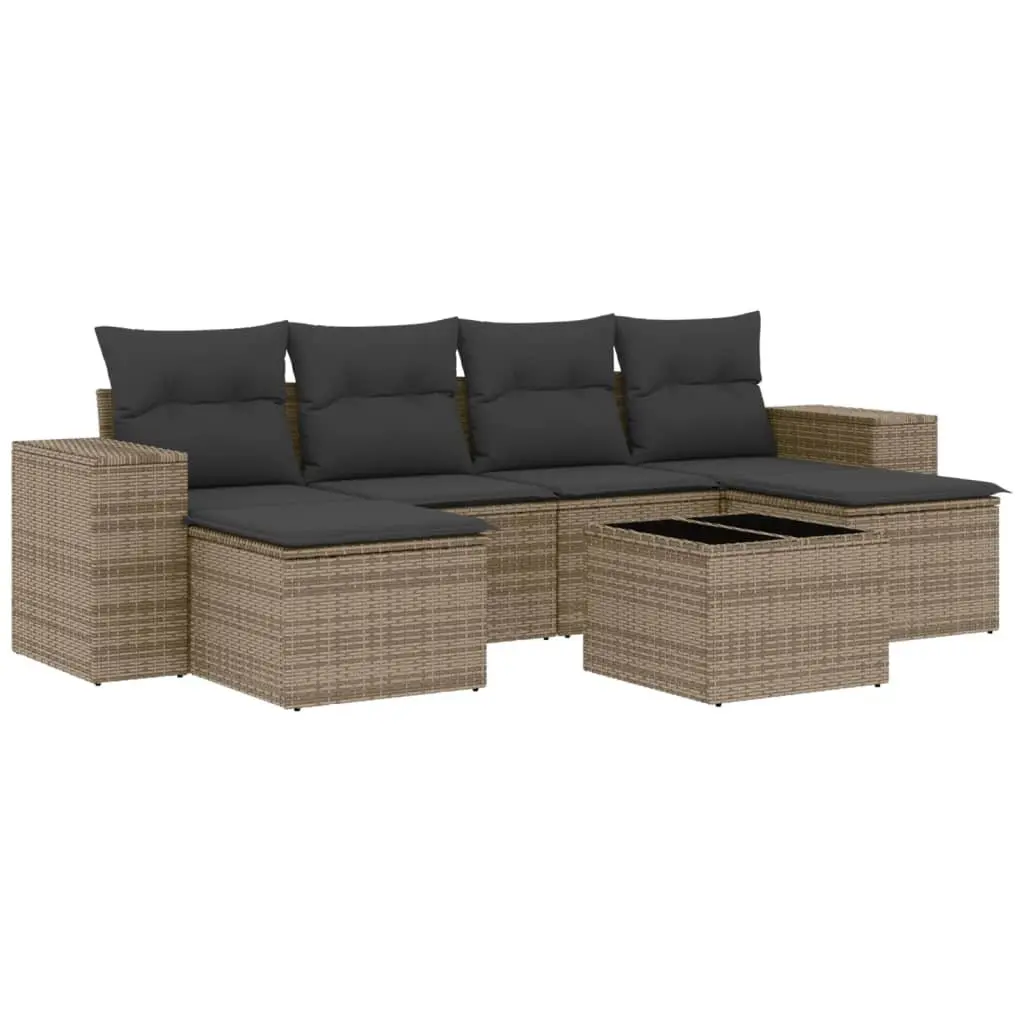 Garden Sofa Set 7 Piece Outdoor Furniture Grey Poly Rattan with Cushions