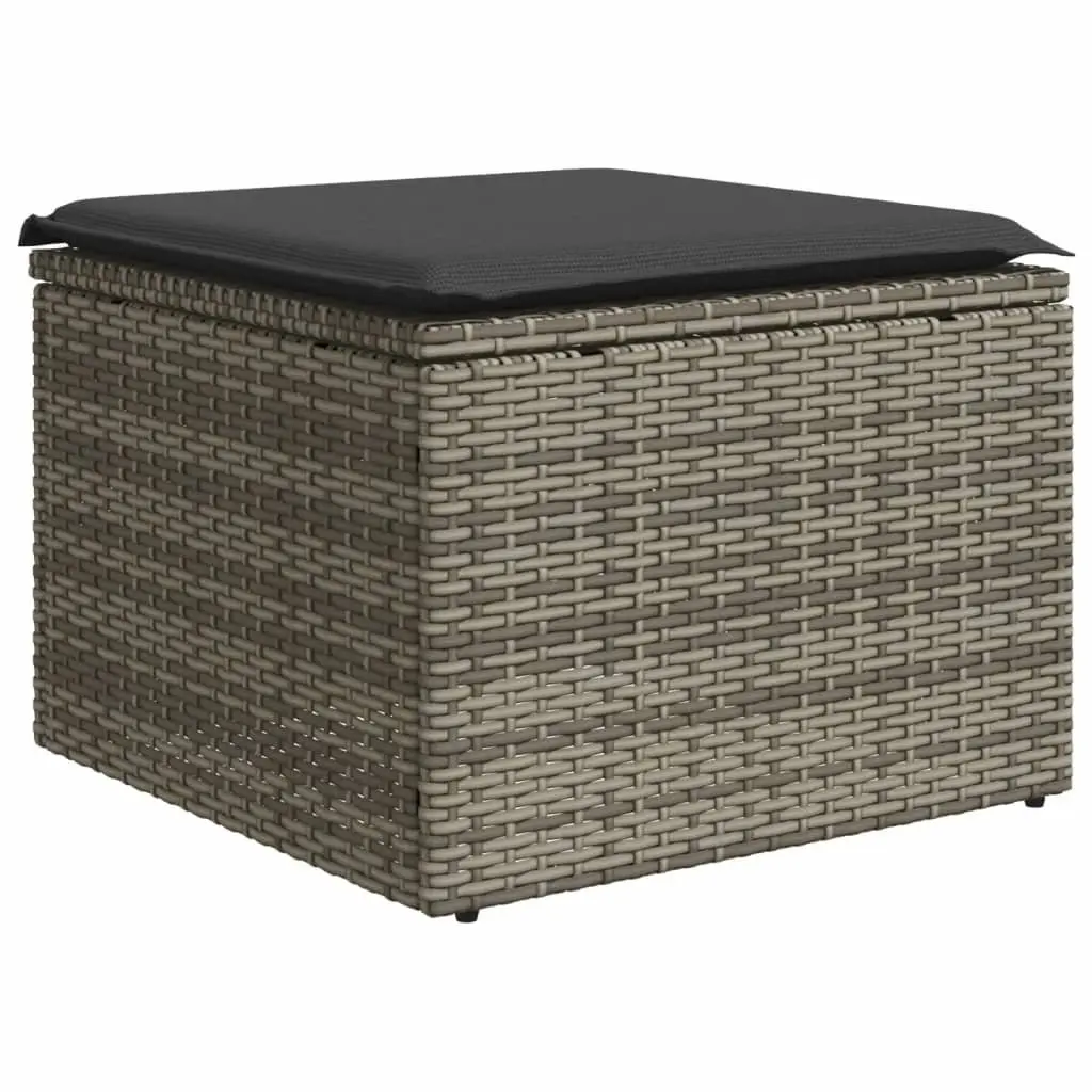 Garden Sofa Set 7 Piece Outdoor Furniture Grey Poly Rattan with Cushions