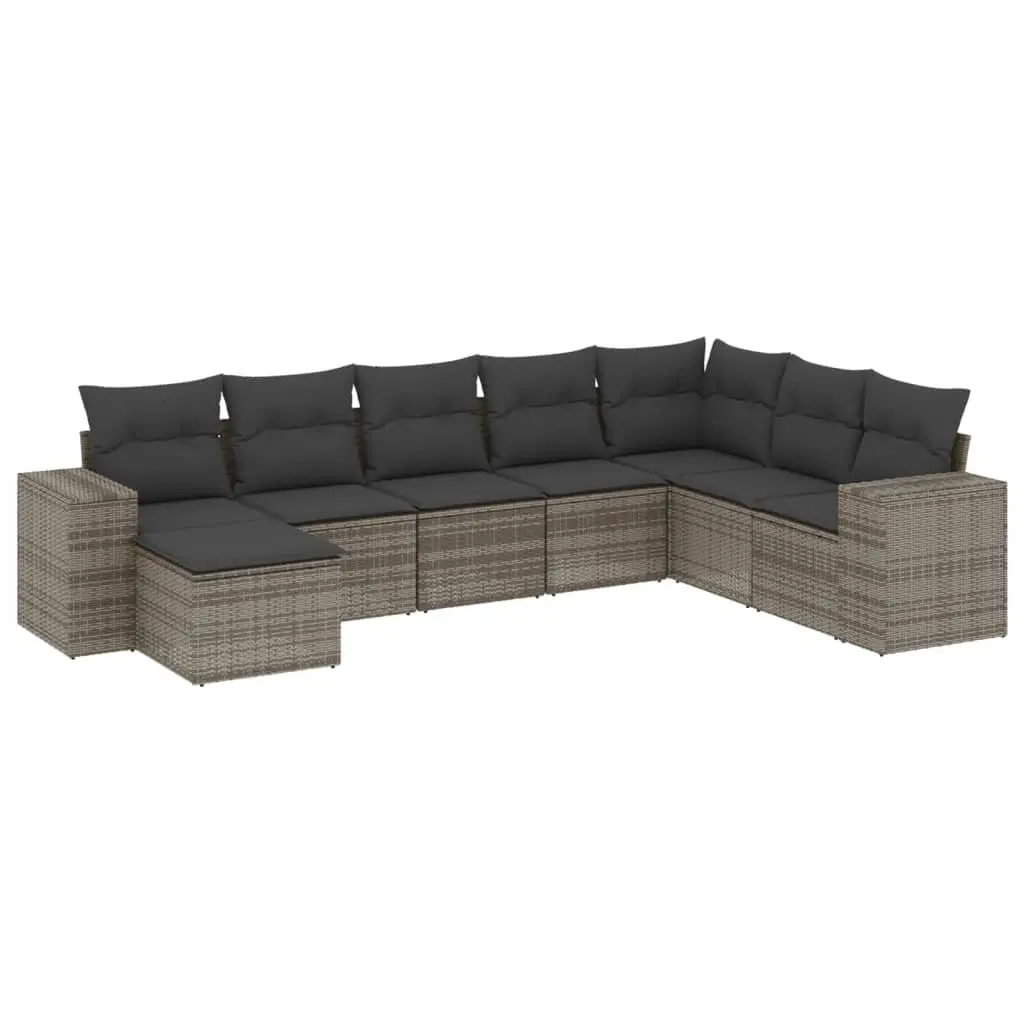 Garden Sofa Set 8 Piece Outdoor Furniture Grey Poly Rattan Patio Lounge Suite
