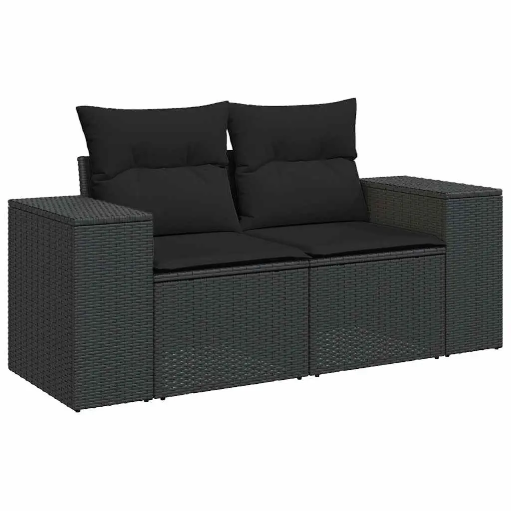 Garden Sofa Set 9 Piece Outdoor Furniture Patio Lounge Black Poly Rattan with