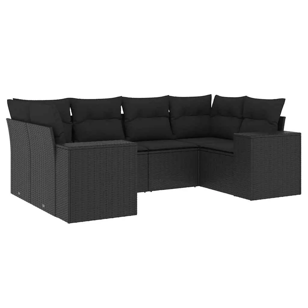 Garden Sofa Set Outdoor Furniture 6 Piece Sectional Black