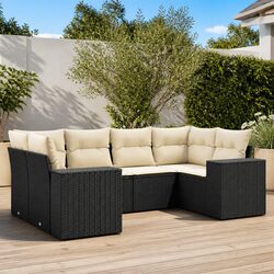 Comfortable 6 Piece Black Rattan Sofa Set for Outdoor Use