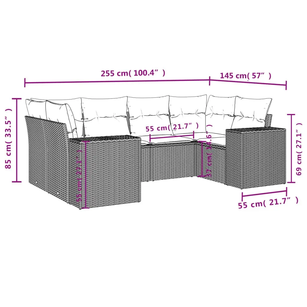 Garden Sofa Set Outdoor Furniture 6 Piece Modular Beige Poly Rattan