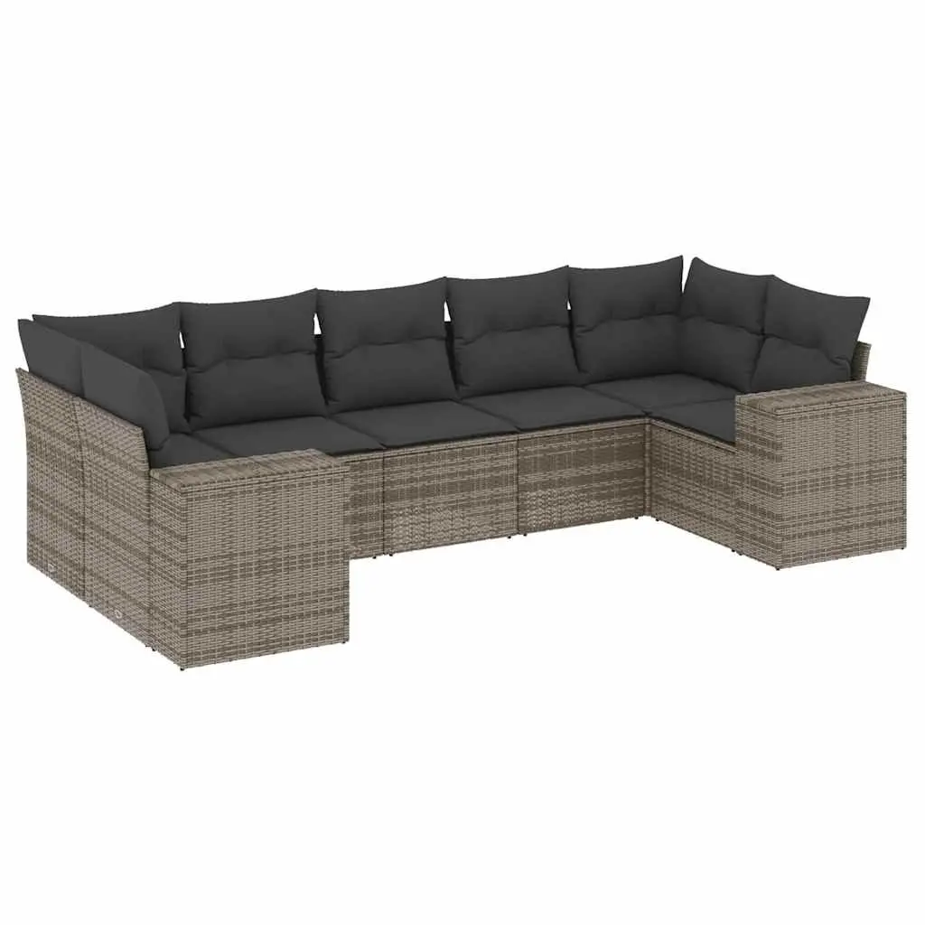 Garden Sofa Set 7 Piece Outdoor Furniture Patio Grey Rattan Cushions Modular