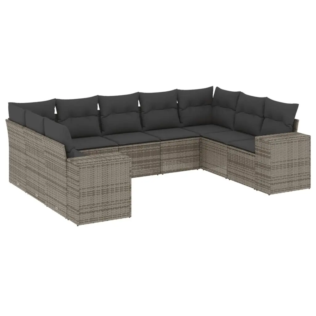 Garden Sofa Set Outdoor Furniture 9 Piece Modular Grey PE Rattan with Cushions