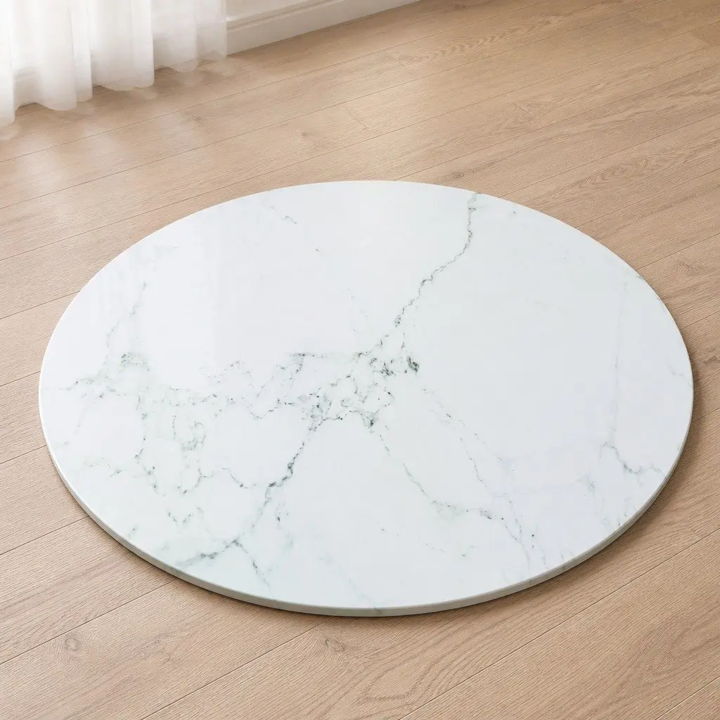 Ø50cm Tempered Glass Table Top with Marble Finish