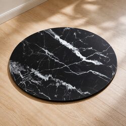Quality Round Black Marble Design Glass Table Top, 50cm