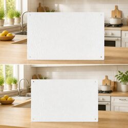 Tempered Glass Chopping Boards Set of 2 Transparent Bubbles Pattern Kitchen