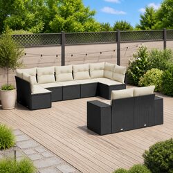 Comfort and Value: 9-Piece Garden Sofa Set in Black