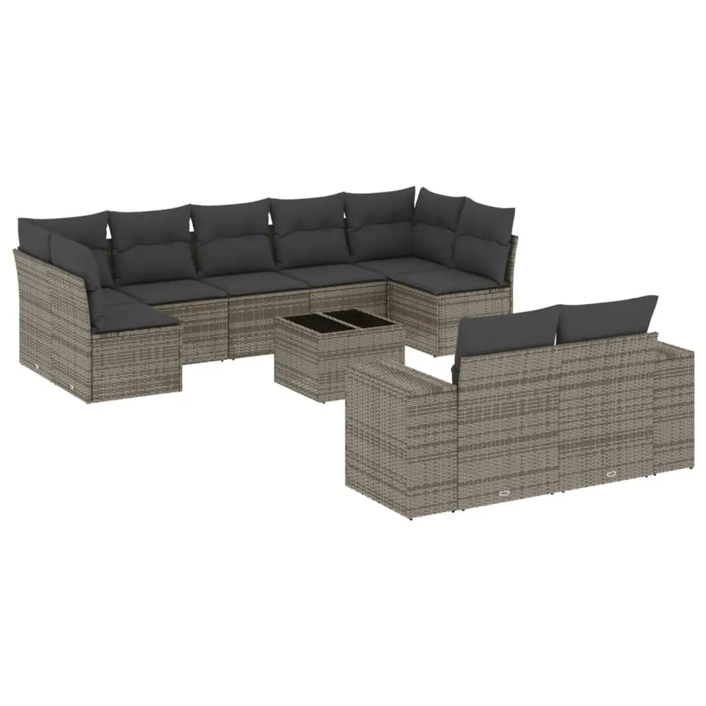 Garden Sofa Set Outdoor Furniture 10 Piece Modular Grey Poly Rattan