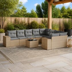 Comfortable 10 Piece Outdoor Sofa Set with Cushions