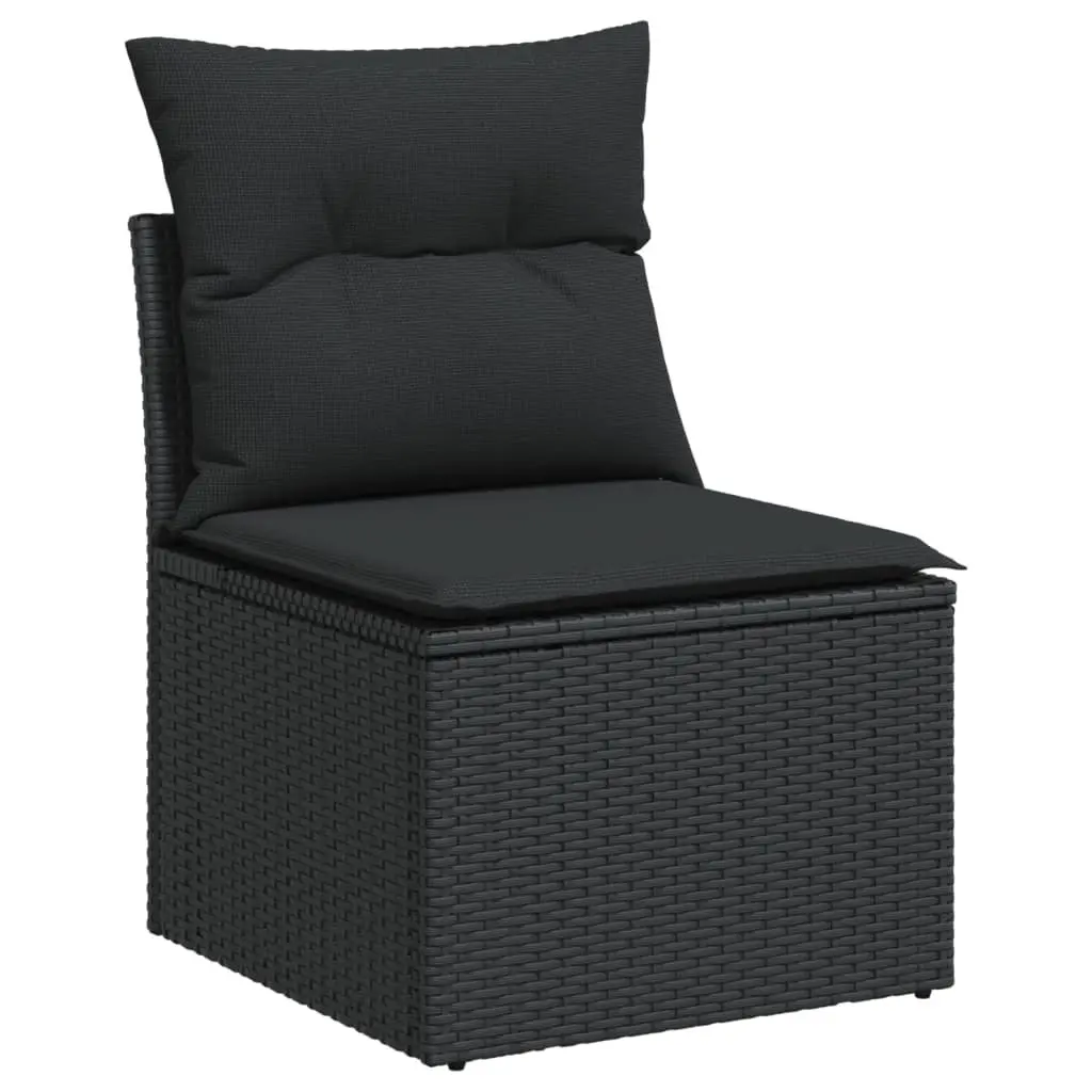 Garden Sofa Set 10 Piece Outdoor Furniture Modular Seating Black PE Rattan with Cushions