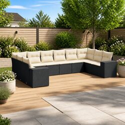 Warm and Inviting 10-Piece Black Garden Sofa Set