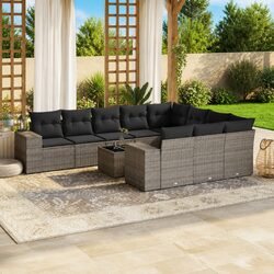Comfortable 11 Piece Grey Garden Sofa Set
