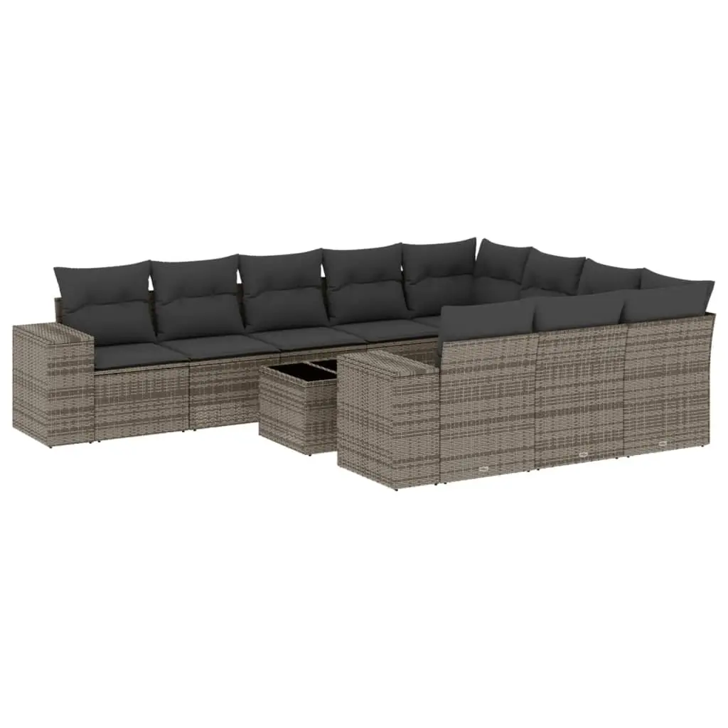 Garden Sofa Set 11 Piece Outdoor Furniture Grey Poly Rattan Patio Lounge