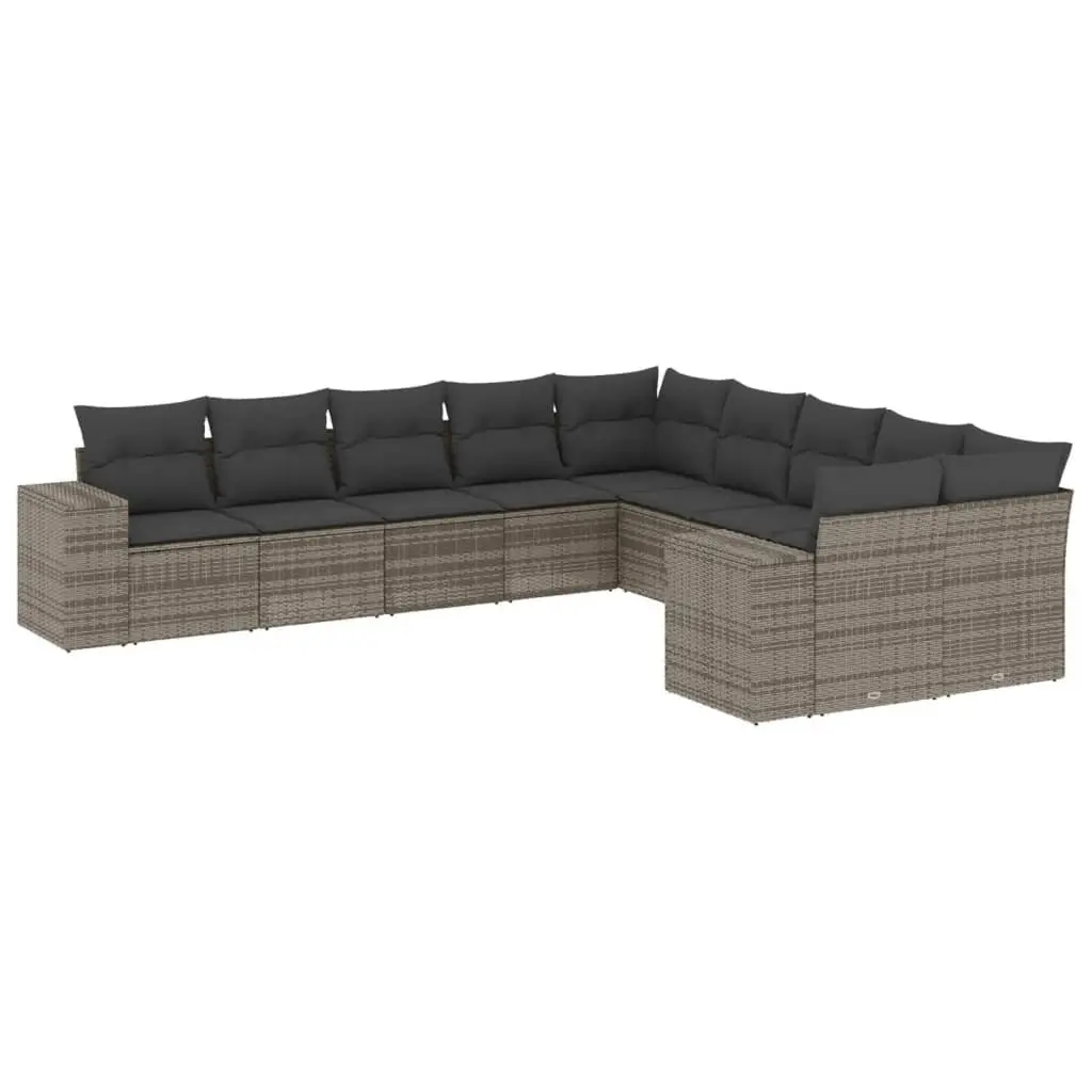 Garden Sofa Set 10 Piece Outdoor Furniture Grey Poly Rattan Modular Seating