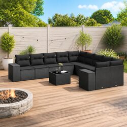 Comfortable 11 Piece Black Garden Sofa Set for Your Home