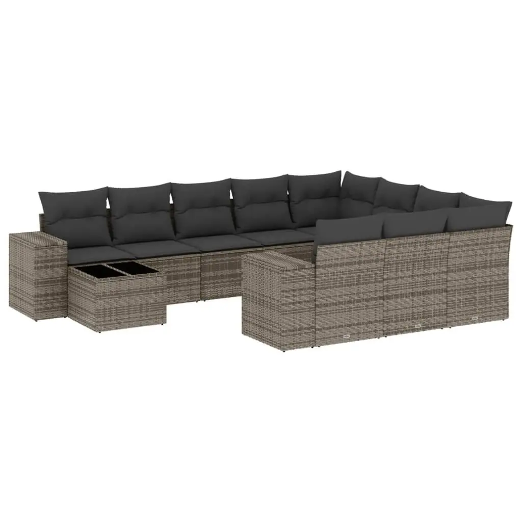 Garden Sofa Set 11 Piece Outdoor Furniture Patio Lounge Grey Poly Rattan