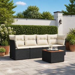 Comfortable 5 Piece Garden Sofa Set in Black