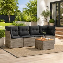 Reliable 5-Piece Grey Outdoor Sofa Set with Cushions