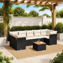 Value-Driven 8-Piece Black Poly Rattan Sofa Set